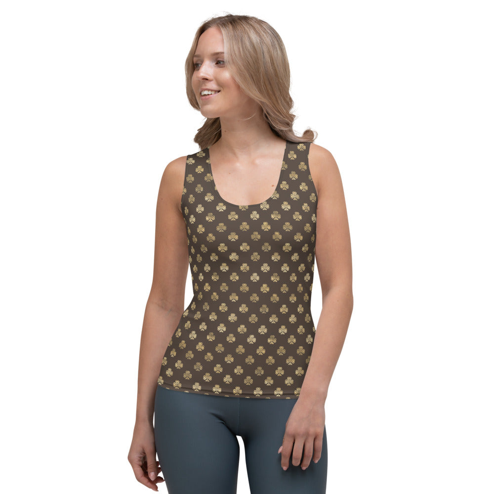Chocolate and Gold Celtic Knot Shamrocks - Women's Fitted Tank Top-Women's Tank Top-Clover & Thistle