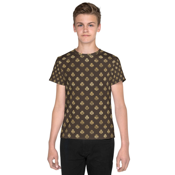 Chocolate and Gold Celtic Knot Shamrocks - Youth T-shirt-Kid's T-Shirt-Clover & Thistle