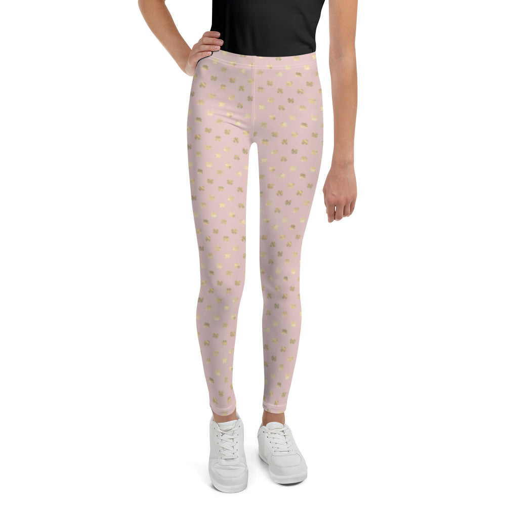 4 Leaf Clovers | Blush Pink | Gold | Youth | Leggings