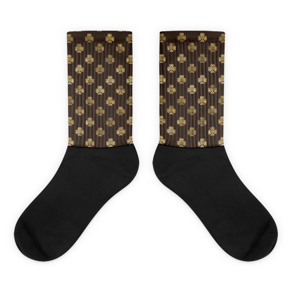 Chocolate and Gold Celtic Knot Shamrocks - Socks-Socks-Clover & Thistle