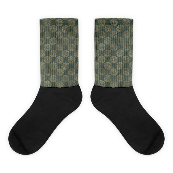 Gold Celtic Knot Horses on Distressed Green - Socks-Clover & Thistle