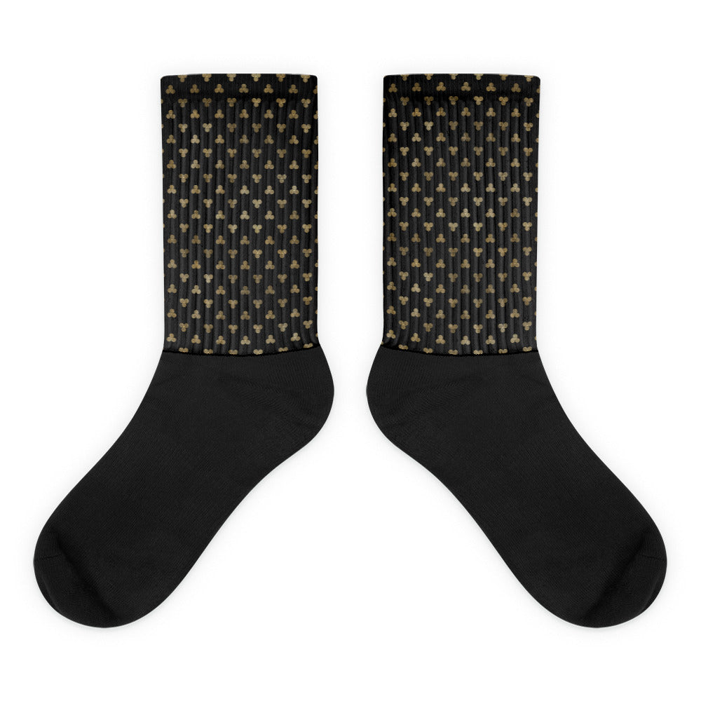 Small Celtic Triskeles | Black | Gold | Black Footed Socks