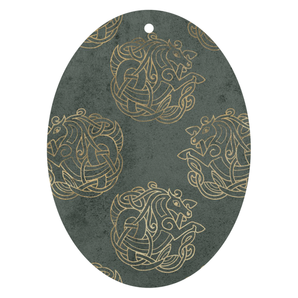 Gold Celtic Knot Horses on Distressed Green - Car Air Fresheners