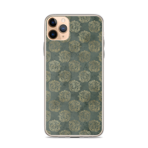 Gold Celtic Knot Horses on Distressed Green - iPhone Case-Phone Case-Clover & Thistle