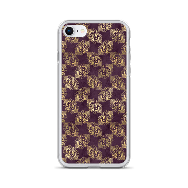 Gold Double Celtic Dragons on Distressed Purple - iPhone Case