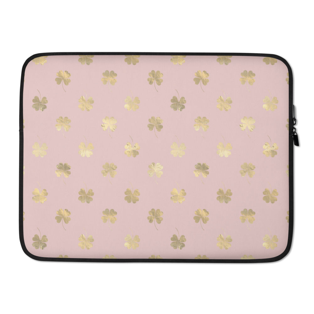 4 Leaf Clovers | Blush Pink | Gold | Laptop Sleeve