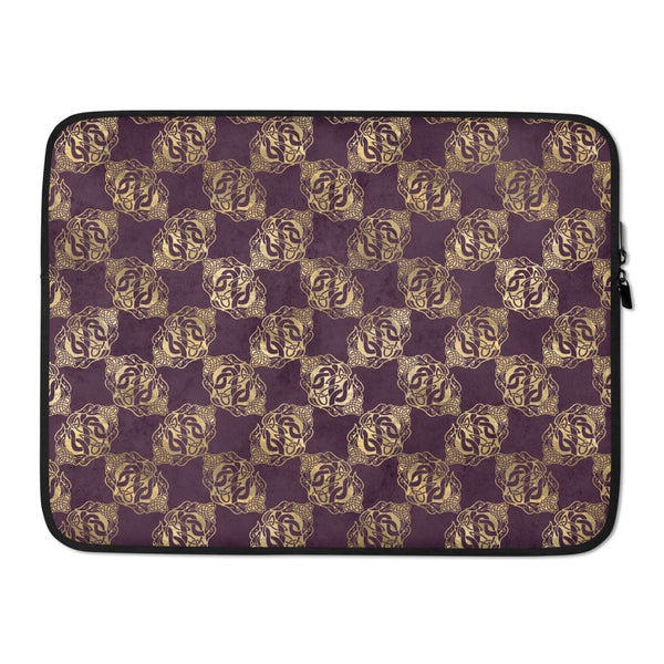 Gold Double Celtic Dragons on Distressed Purple - Laptop Sleeve