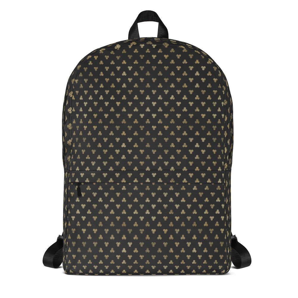 Small Gold Celtic Triskeles on Black - Backpack-Backpack-Clover & Thistle
