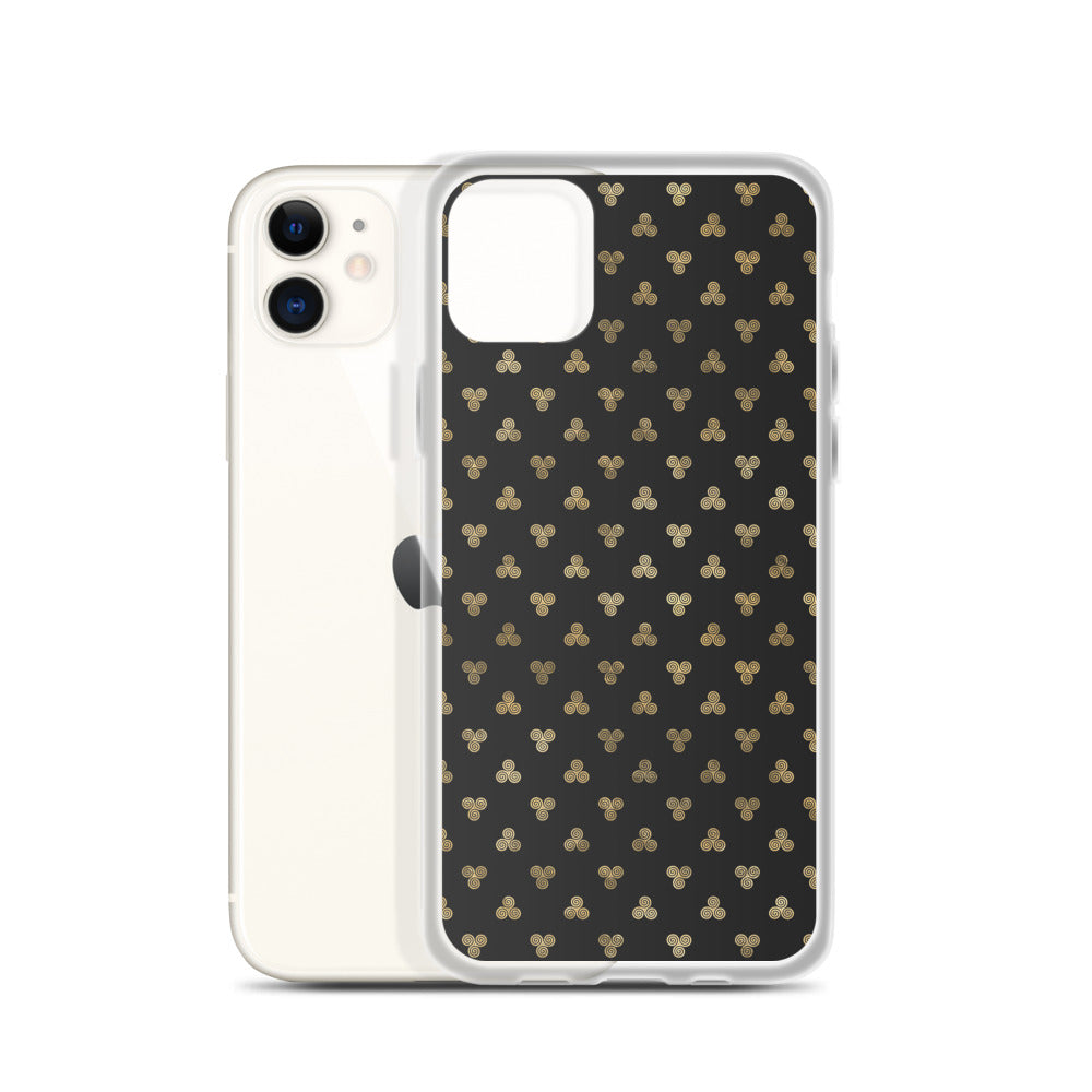 Small Gold Celtic Triskeles on Black - iPhone Case-Phone Case-Clover & Thistle