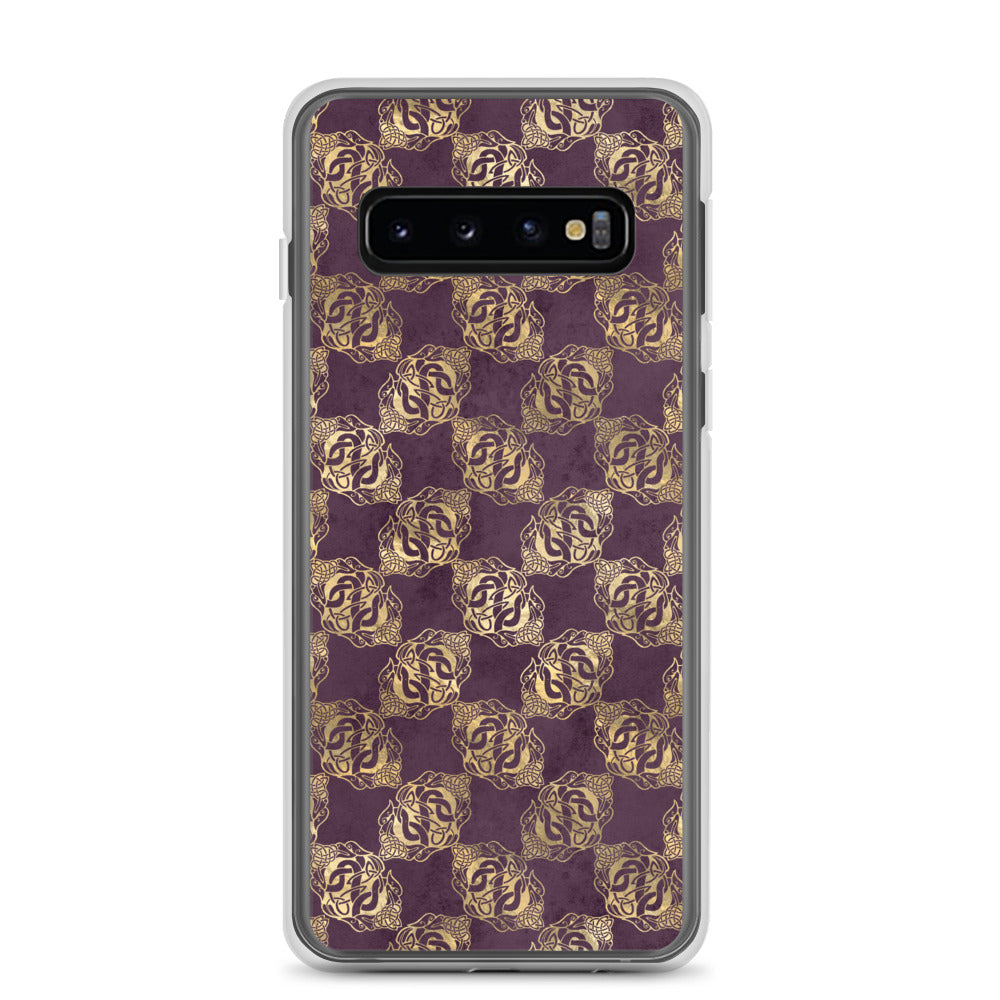 Gold Double Celtic Dragons on Distressed Purple - Samsung Case