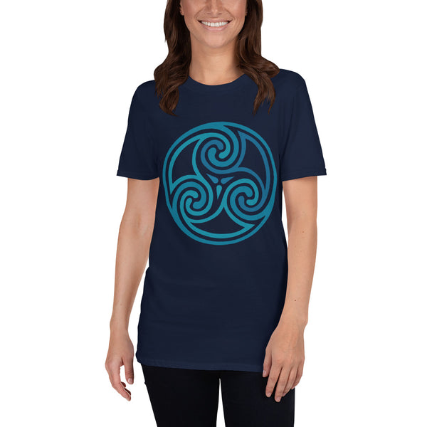 Celtic | Circle Triskelion | Spirals | Teal | Unisex | Basic Softstyle | T-Shirt